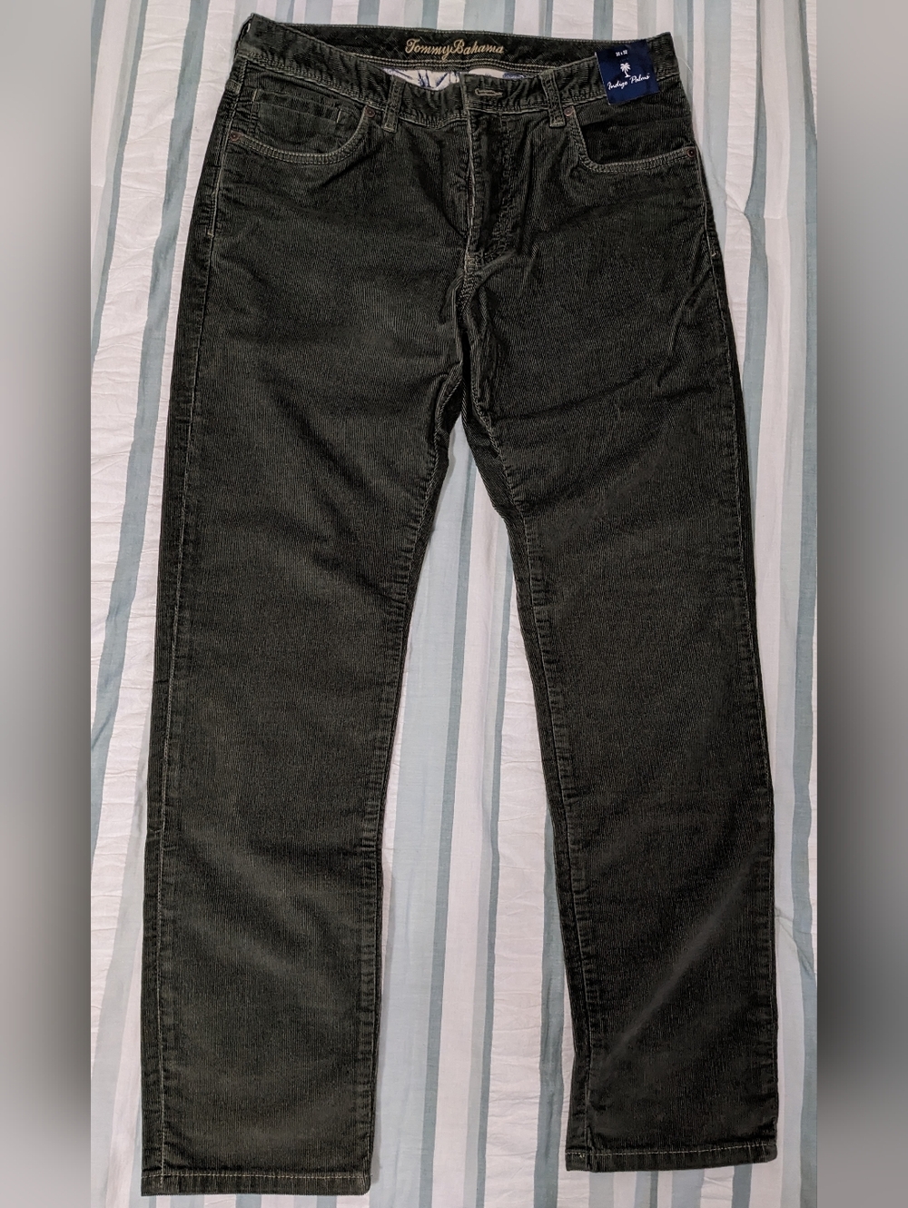 Men's Tommy Bahama Sea Coast Corduroy 5 Pocket Pants Beetle Green Size 32x32